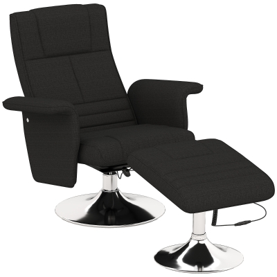 HOMCOM Sillón de Masaje con Reposapiés Respaldo Reclinable 78x95x88 cm Negro
