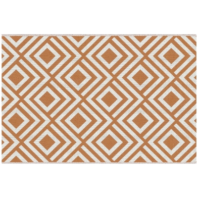 Outsunny Tapete de Exterior Reversível de Plástico Impermeável para para Varanda Pátio Campismo Praia 182x274cm Marrom e Branco