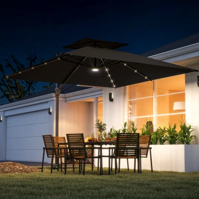 Outsunny Cantilever Parasol Aluminium Grey 3.5x3m