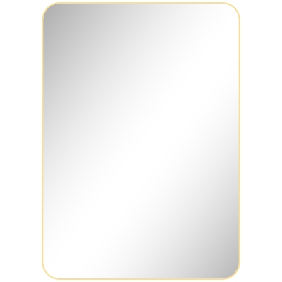 HOMCOM Espejo de Pared Espejo de Baño Rectangular con Marco de Aleación de Aluminio Dorado para Dormitorio Sala de Estar 50x70 cm