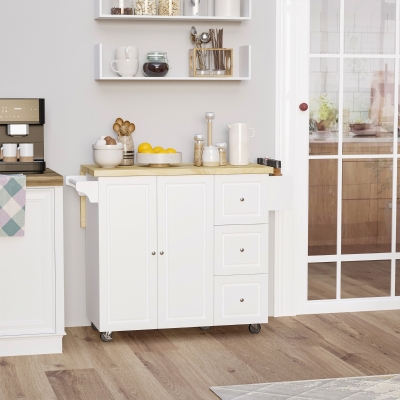 HOMCOM Isola da cucina 111.5x75x89cm Bianco