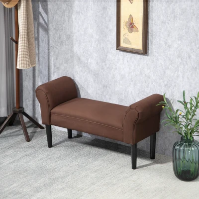 HOMCOM Banco Banqueta de Diseño Contemporáneo con Apoyabrazos Curvados Gran Confort 102x36x51 cm Marrón