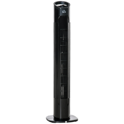 HOMCOM Ventilador de torre moderno 3 velocidades con 70° de oscilación asa potencia 50W 20x78,5 cm Negro