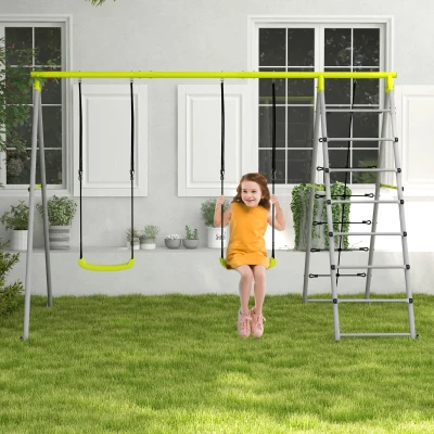 Outsunny Altalena per bambini 260x185x180cm Verde