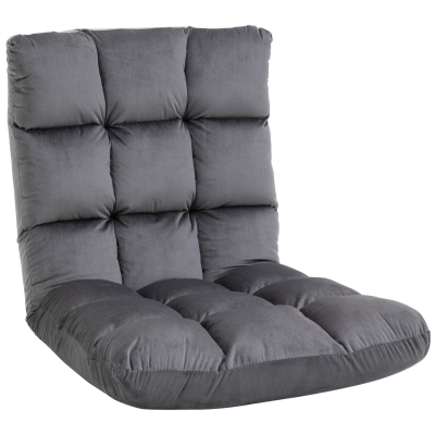 HOMCOM Sillón Convertible Sillón Perezoso Gran Confort Inclinación de Respaldo Multiposiciones 90°-180° Franela de poliéster acolchado
