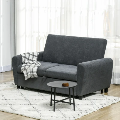 HOMCOM Divano Letto in Tessuto Effetto Velluto 148x87x88cm Grigio
