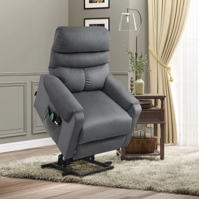 HOMCOM Sillón de TV con Ayuda para Levantarse Eléctrico Sillón de Masaje con Función Reclinable y de Calefacción con Mando a Distancia