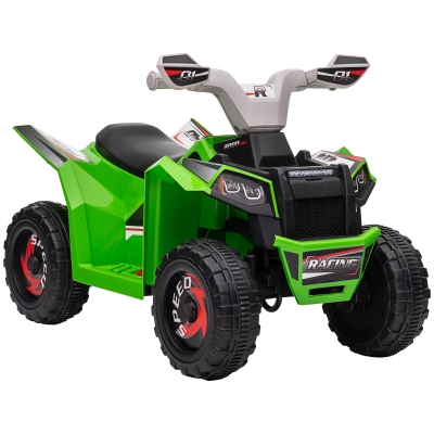HOMCOM Quad Eléctrico para Niños de 18-36 Meses con Avance y Retroceso Velocidad de 2,5 km/h 70x41,5x48,5 cm Verde