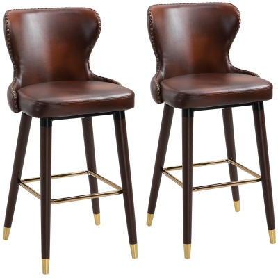 HOMCOM Conjunto de 2 Taburetes de bar con Reposapiés Taburete de Bar con Respaldo Taburete de Bistró Silla de Comedor