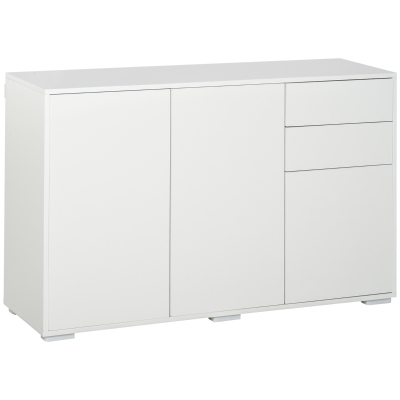HOMCOM Armario de almacenamiento Aparador 2 Cajones Empujar y hacer clic 117x36x74 cm Blanco
