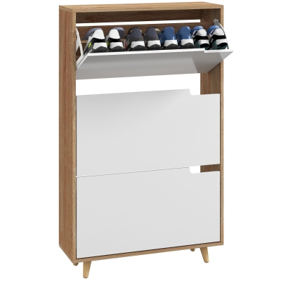 HOMCOM Scarpiera Slim 3 Cassetti per 18-24 Paia di Scarpe Bianco