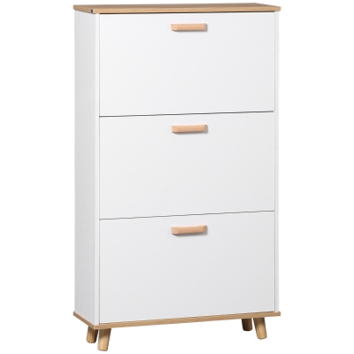 HOMCOM Mueble para zapatos estilo escandinavo 3 abatibles 70x23,5x122 cm Blanco