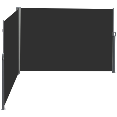 Outsunny Paravent Rétractable 6Lx1.8Hm Gris/Noir Anti-UV