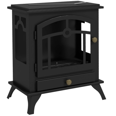 HOMCOM Lareira de Bioetanol com Depósito de 0,9 L Tempo de Combustão 3H para Interiores 20-25 m² 45x28x54 cm Preto