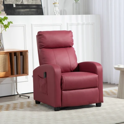 HOMCOM Sillón de relaxMasaje con Mando a Distancia y 8 Programas Reclinación y Reposapiés Rojo
