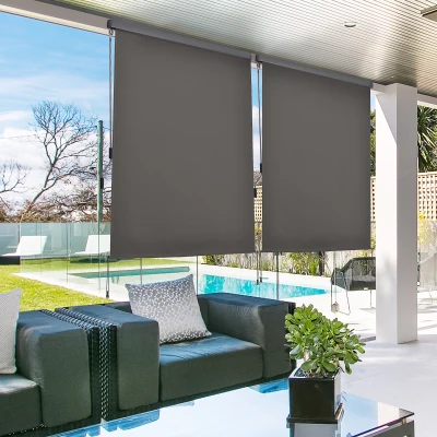 Outsunny Toldo Vertical para Balcón Persianas Verticales Cortavientos Pantalla de Privacidad con Manivela 250x160 cm