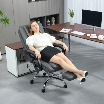 HOMCOM Executive Office Chair Massage Heat Light Grey