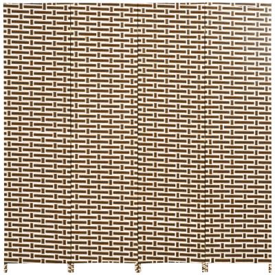 HOMCOM Biombo Separador de Ambientes de 4 Paineis Dobrável Separador de Ambientes Decoração Elegante 180x180cm Marrom e Branco