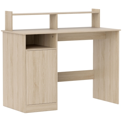 HOMCOM Secretária Moderna com Prateleiras e Suporte para Monitor Mesa de Estudo 108x50x94 cm Madeira