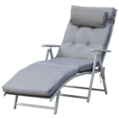 Outsunny Sdraio da giardino 137cm x 63.5cm x 100.5cm Grigio, Argento
