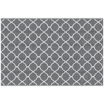 Outsunny Tapete de Exterior Moderno Reversível e Impermeável para Varanda Campismo Praia 182x274cm Cinza e Branco