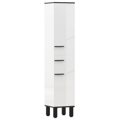 HOMCOM Coluna Casa de Banho Armário Alto Casa de Banho com Gaveta 2 Portas e Prateleiras Ajustáveis 34x34x170 cm Branco