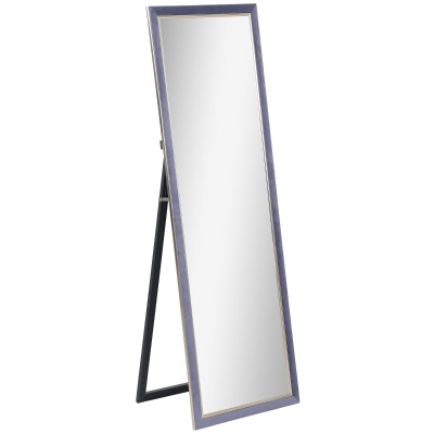 HOMCOM Espelho de Pé 50x150 cm Espelho de Corpo Inteiro com Estrutura em Veludo e Suporte para Sala de Estar Dormitório Cinza