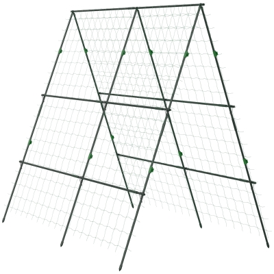 Outsunny Treliça de Jardim Triangular Suporte para Plantas Trepadeiras com Estrutura em Aço 180x100x180 cm Verde