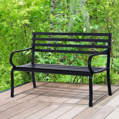 Outsunny Panca da giardino 127cm x 62cm x 82cm Nero