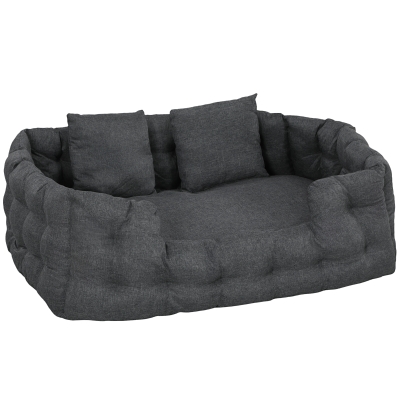 PawHut Cama para Cães Grandes Cama para Animais de Estimação com 2 Almofadas Cama para Cães com Base Antiderrapante 110x70x35 cm Cinza