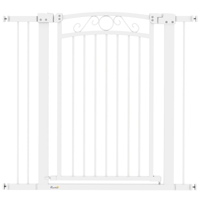 PawHut Barreira de Segurança para Cães Extensível 76-102 cm Barreira para Animais de Estimação com 2 Extensões Duplo Bloqueio Branco