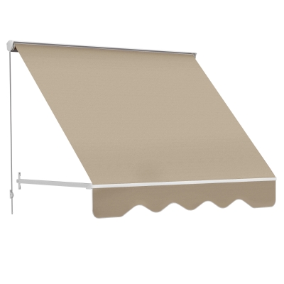 Outsunny Toldo Manual de Alumínio Retrátil Toldo de Fachada para Exterior Impermeável e Tecido de Poliéster 180x70 cm Bege