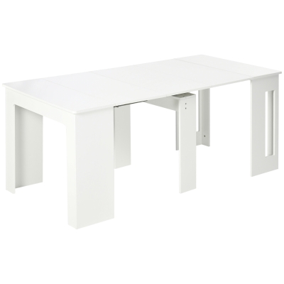 HOMCOM Mesa de Jantar Extensível para 4-6 Pessoas com Lateral Abatível Mesa Auxiliar Multifuncional 180x85x75cm Branco