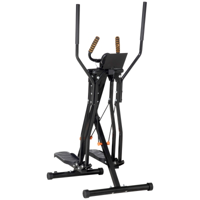 HOMCOM Bicicleta Elíptica com Ecrã LCD Resistência Ajustável Sensor de Frequência Cardiaca e Rodas 90x62x150 cm Preto