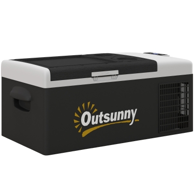 Outsunny Geleira Elétrica de Compressor Portátil 16L para Carro até -20°C com Modos ECO/MAX para Campismo Viagens 60x32x26 cm Preto