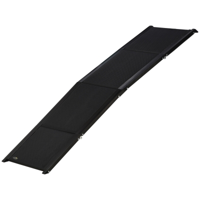 PawHut Rampa Dobrável para Cães com Superfície Antiderrapante Alça e Gancho Carga Máxima 60 kg 158x43,5x2,5 cm Preto