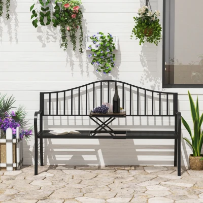 Outsunny Panchina da giardino 150cm x 53cm x 95cm Nero