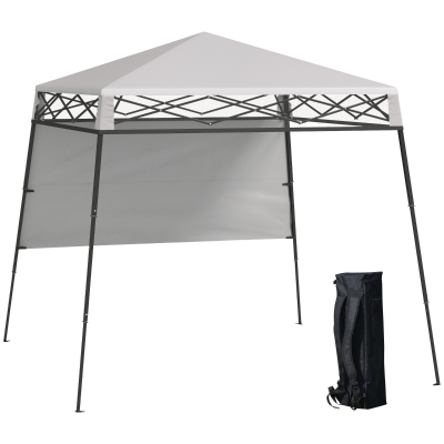 Outsunny Tenda Dobrável 220x220x200 cm com 1 Parede Lateral Bolsa de Transporte Impermeável e Proteção UV50+ para Jardim Pátio Branco