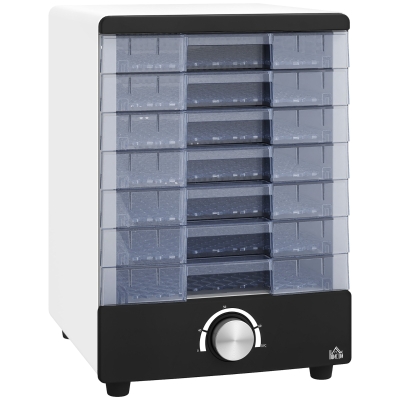 HOMCOM Desidratador de Alimentos 350W com 7 Bandejas Temperatura Ajustável 40-70℃ Desidratador de Fruras Verduras 30x22,8x32,6 cm Branco