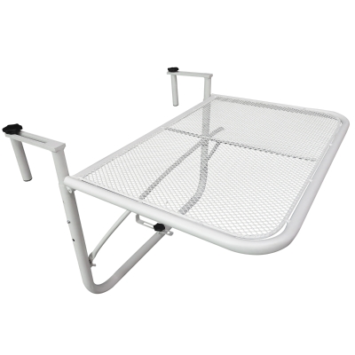 Outsunny Mesa Suspensa para Varanda com Braço e Altura Ajustável em 3 Posições Estrutura de Metal 60x56,5x45 cm Branco