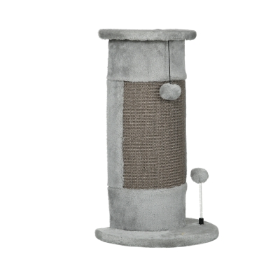 PawHut Poste de Arranhar para Gatos 58 cm Arranhador para Gatos com Poste de Sisal e Bolas Suspensas 34x25,5x58 cm Cinza