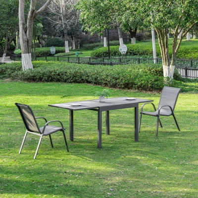 Outsunny Mesa de Jardim Extensível de Alumínio Mesa de Jantar Retangular para 4-6 Pessoas Carga Máxima 70kg para Pátio Terraço Exterior 180x90x73cm Cinza