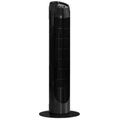 HOMCOM Ventoinha de Coluna 45W Ventoinha de Coluna Silenciosa com 3 Velocidades e Oscilação 70° para Sala Quarto Ø27x75 cm Preto