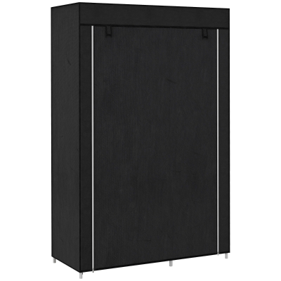 HOMCOM Roupeiro de Tecido Dobrável com 6 Prateleiras e 1 Barra de Pendurar para Dormitório Vestidor 103x43x162,5 cm Preto