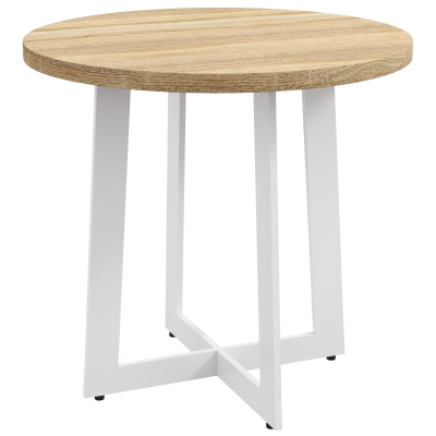 HOMCOM Mesa de Cozinha Redonda para 4 Pessoas Moderna com Tampo de Madeira e Base de Aço Cruzada Ø80x75 cm Carvalho