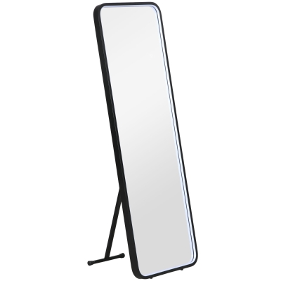 HOMCOM Espelho de Pé com Luzes LED Espelho de Corpo Inteiro 151,5x50 cm com Iluminação Ajustável e Função de Memória Preto