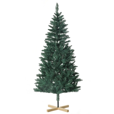 HOMCOM Árvore de Natal Artificial 180 cm com 536 Ramos e Base Cruzada de Madeira Decoração para Interiores Ø90x180 cm Verde