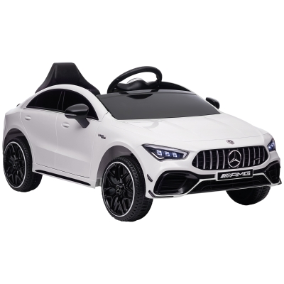 AIYAPLAY Carro Elétrico para Crianças Carro Mercedes AMG CLA 45 com Bateria 12V  Faróis LED Buzina e Música 110x61x45 cm Branco
