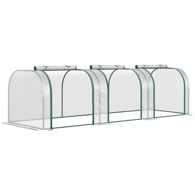Outsunny Estufa para Jardim Estufa Pequena para Cultivo de Plantas com 3 Janelas 295x100x80 cm 3 Transparente e Verde