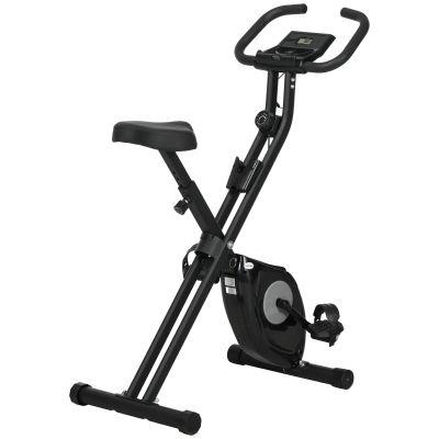 HOMCOM Bicicleta Estática Dobrável com 8 Níveis de Resistência Magnética com Ecrã LCD e Assento Regulável 43x85x109 cm Preto